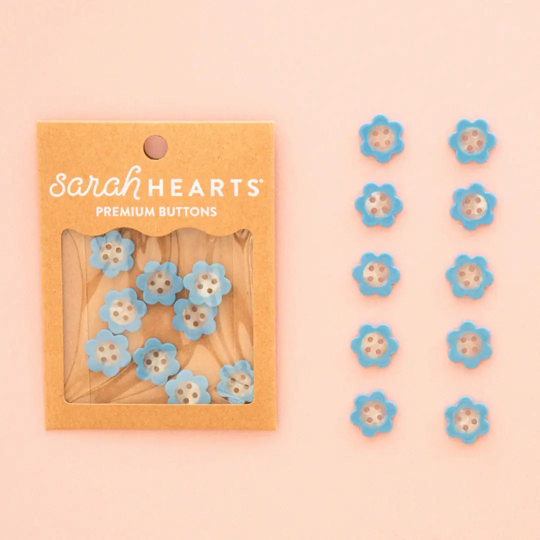 Small Blue Daisy Buttons 5/8"