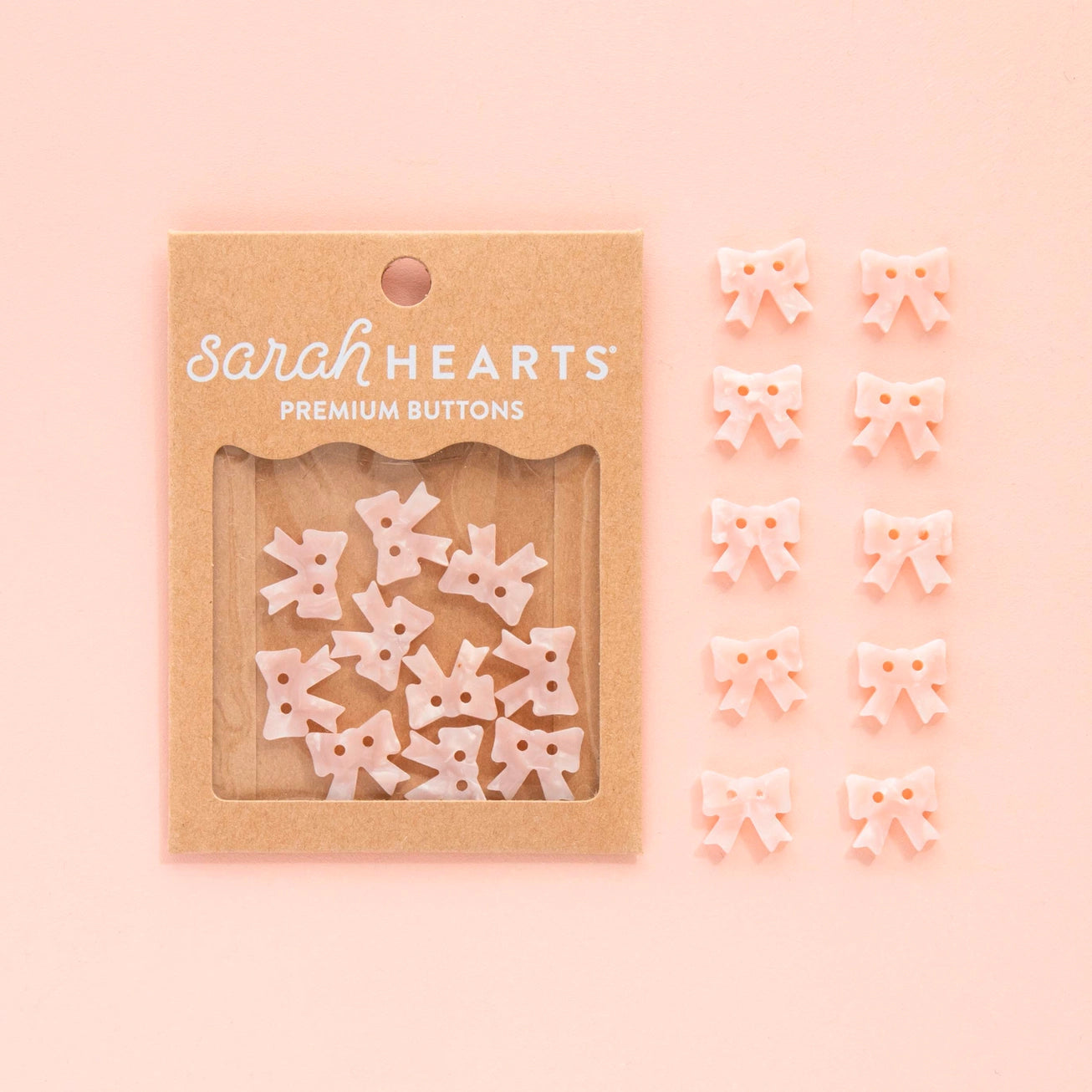 Small Pink Bow Buttons 5/8"