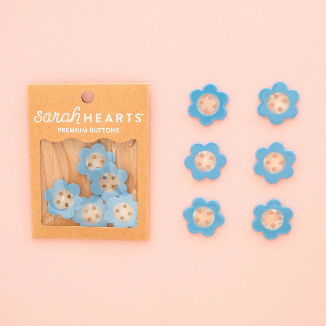 Large Blue Daisy Buttons 1"