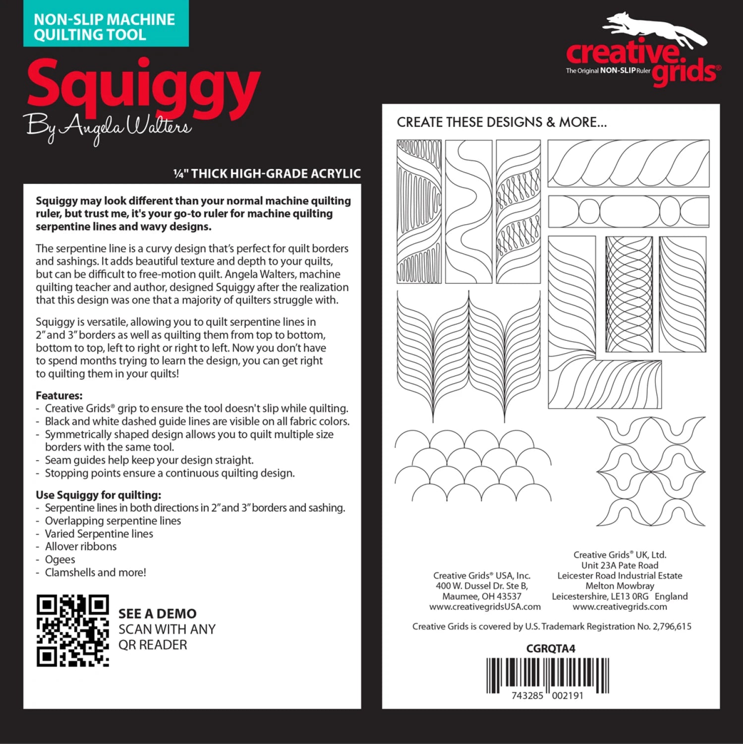 Creative Grid - Machine Quilting Tool Squiggy