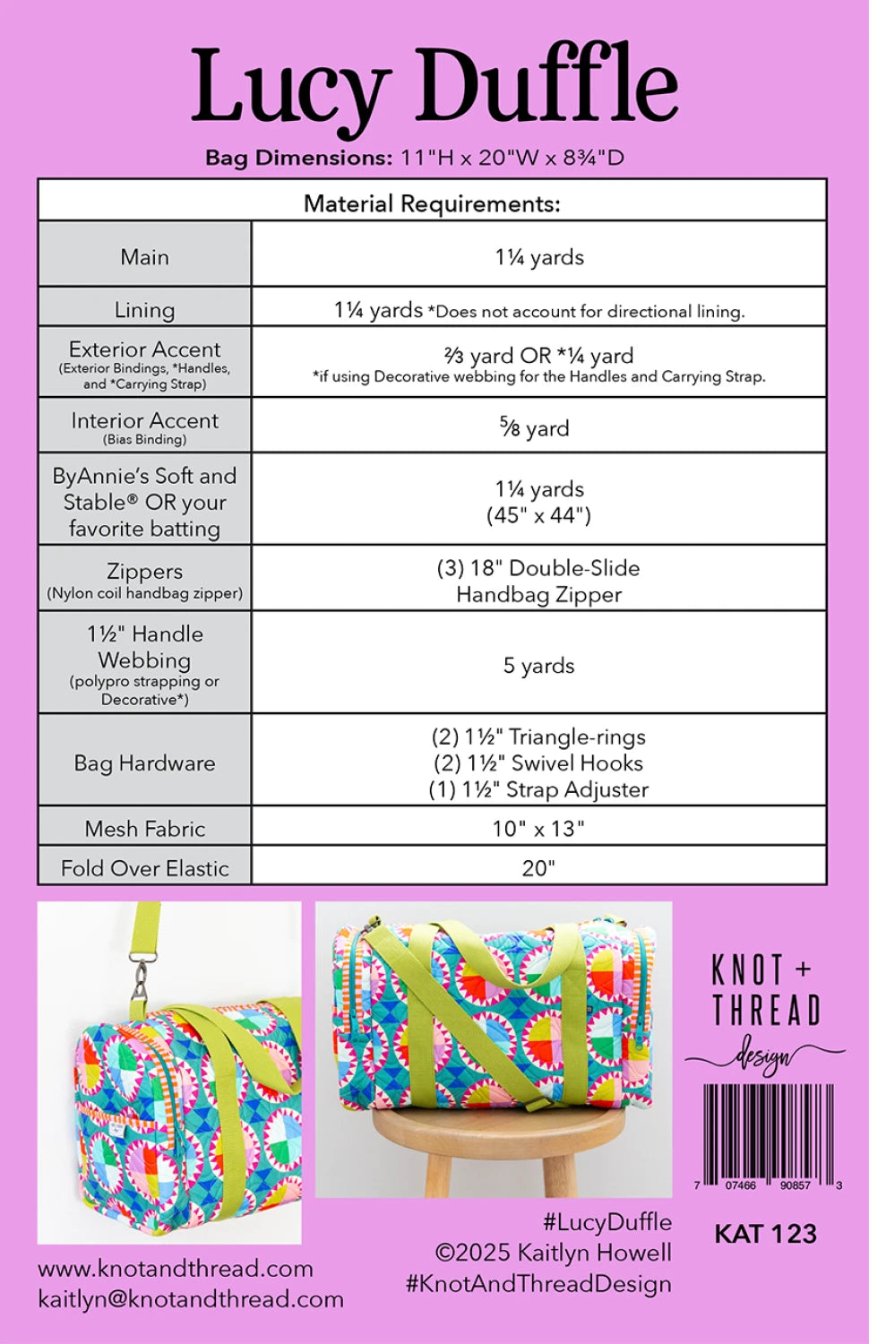 Lucy Duffle Bag Pattern