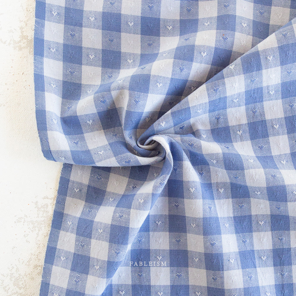 Queen of Hearts - Dobby Hearts Gingham - Alice Blue