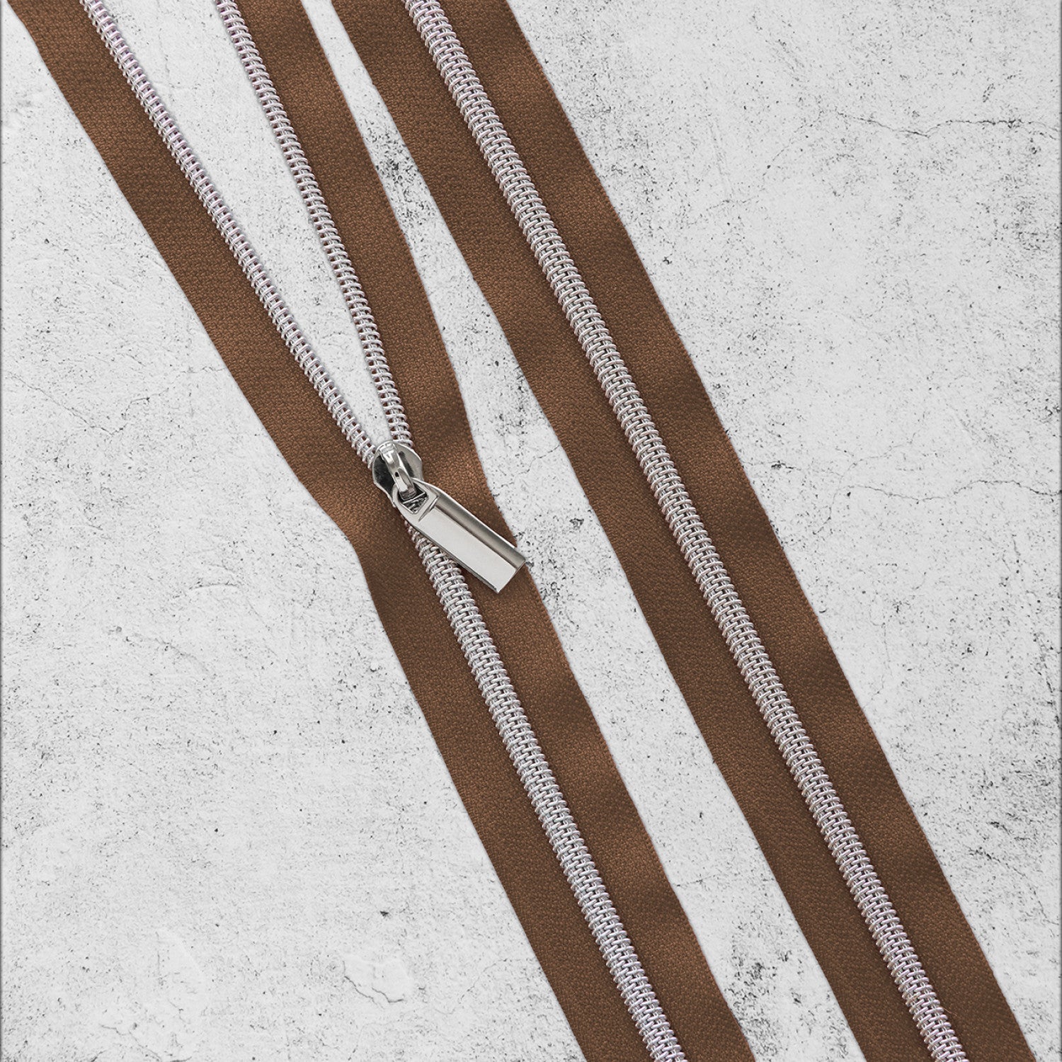 Zipper By The Yard Teeth #3 - Brown Tape