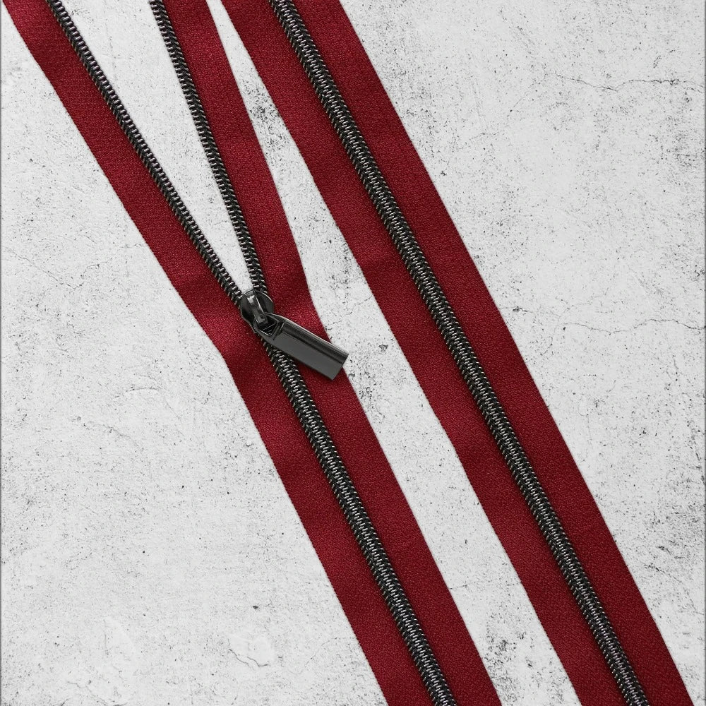 Zipper By The Yard Teeth #5 - Burgundy Tape