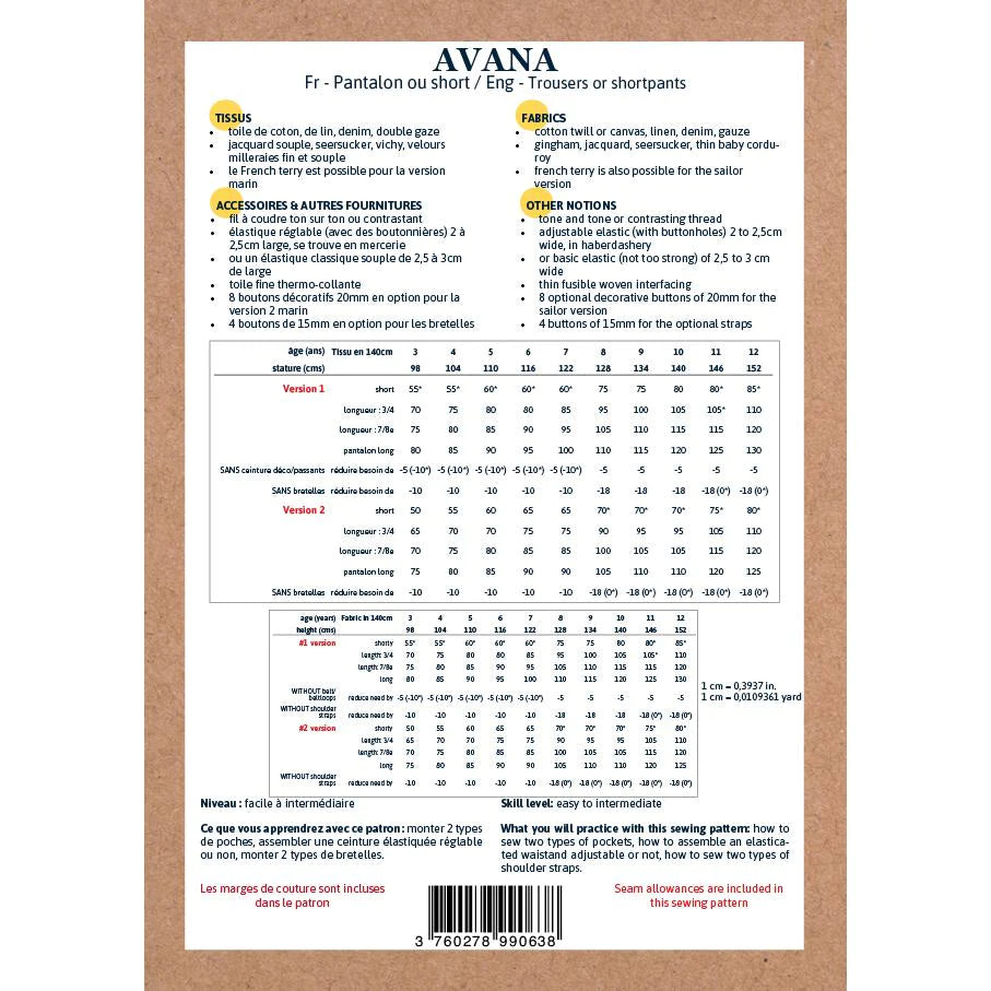 Avana Pants or Shorts Pattern | 3-12 Years