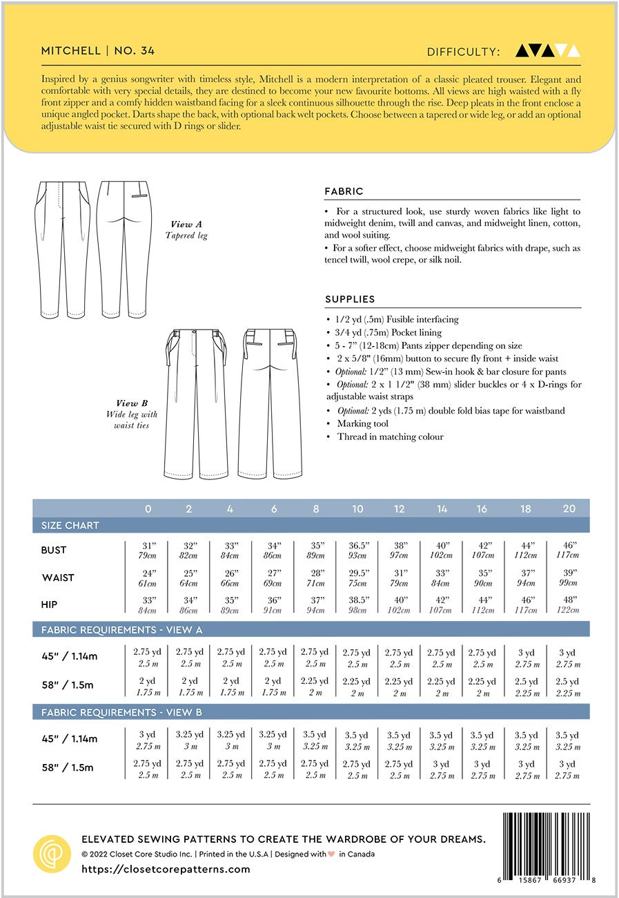 Mitchell Trousers Pattern