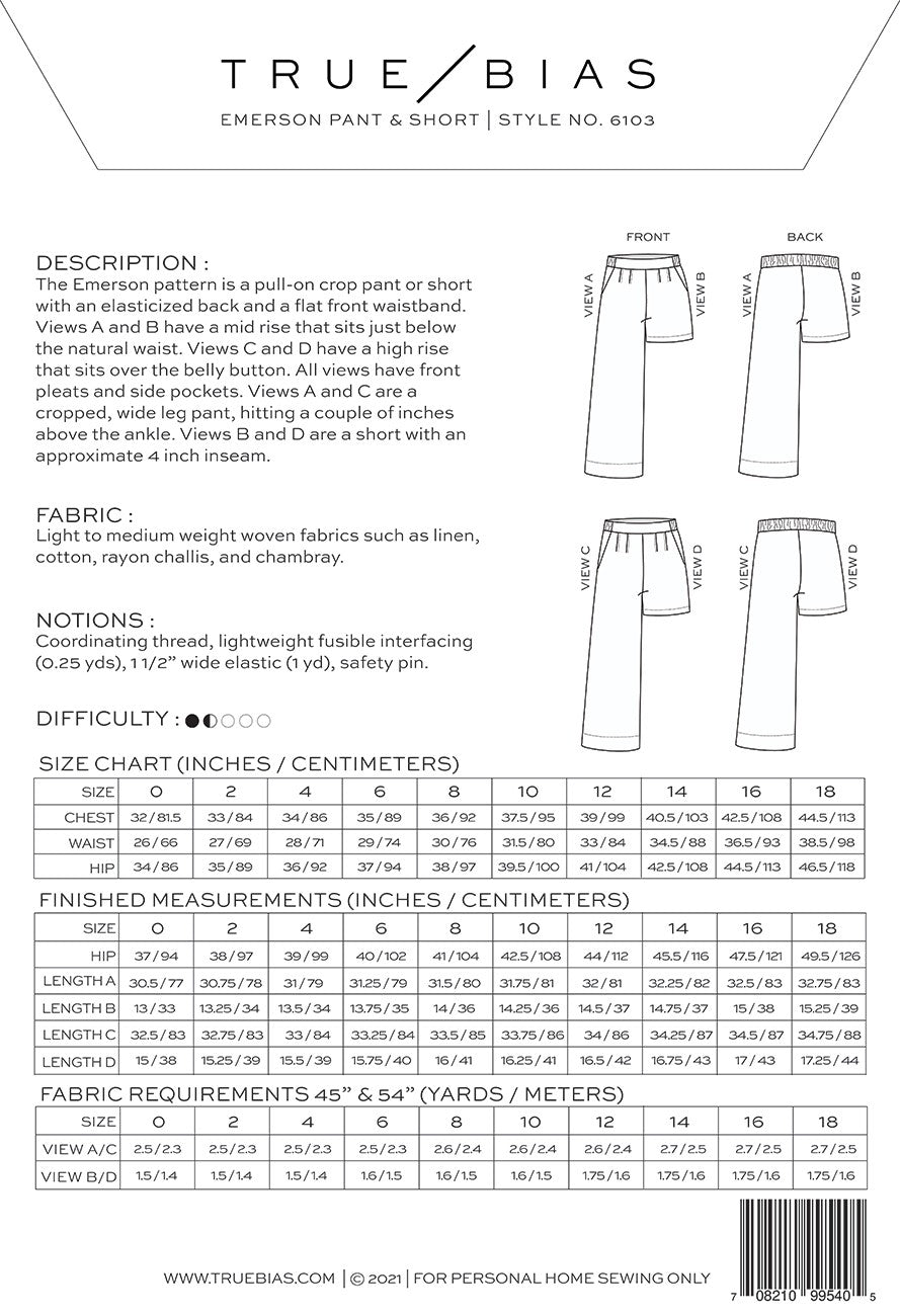 Emerson Pant and Short Pattern