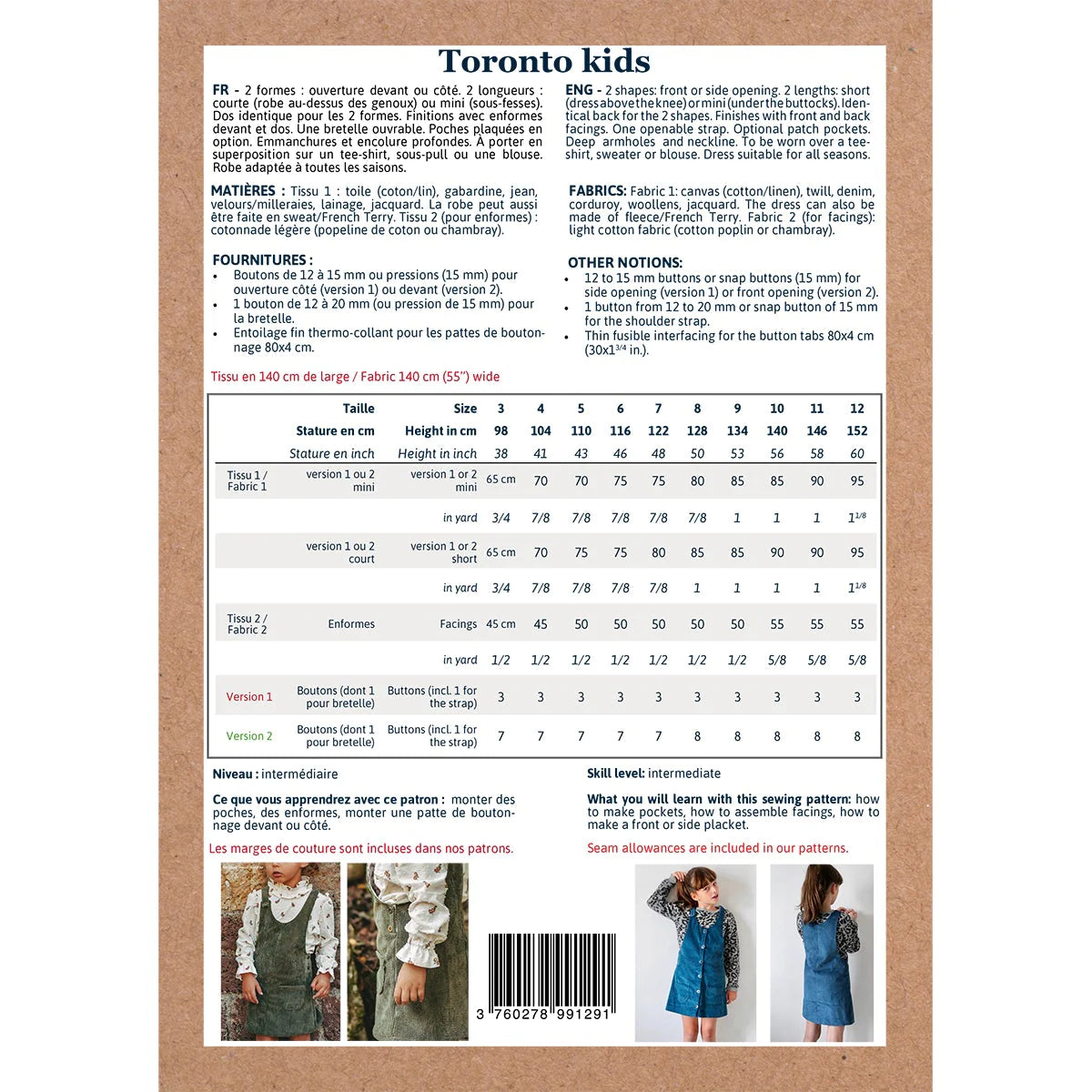 Toronto Pinafore Dress Pattern | 3-12 Years