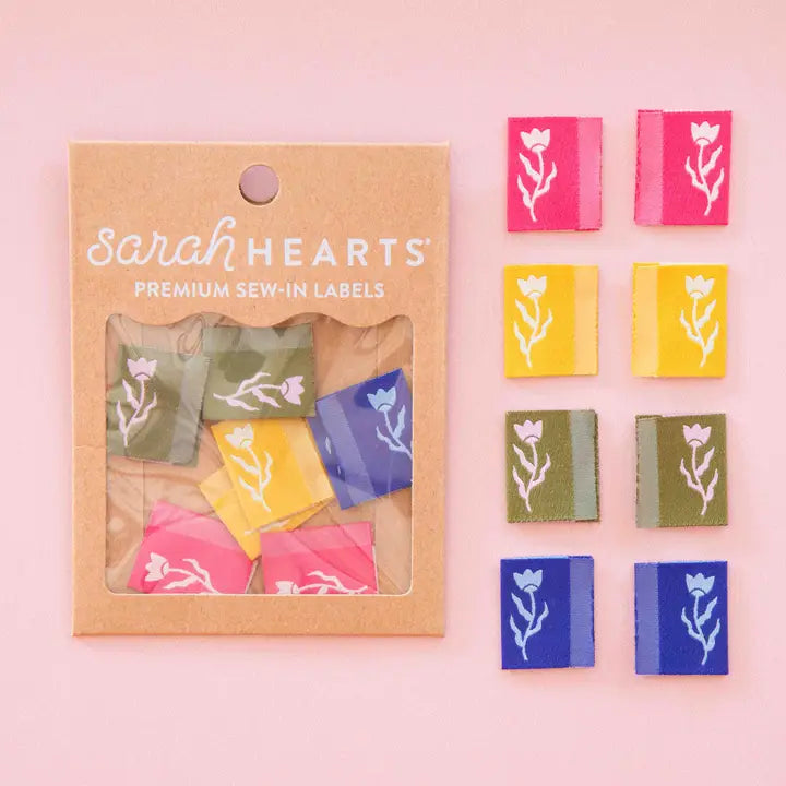 Woven Garment Labels 8-Pack - Tiny Floral Side Woven Labels Multipack