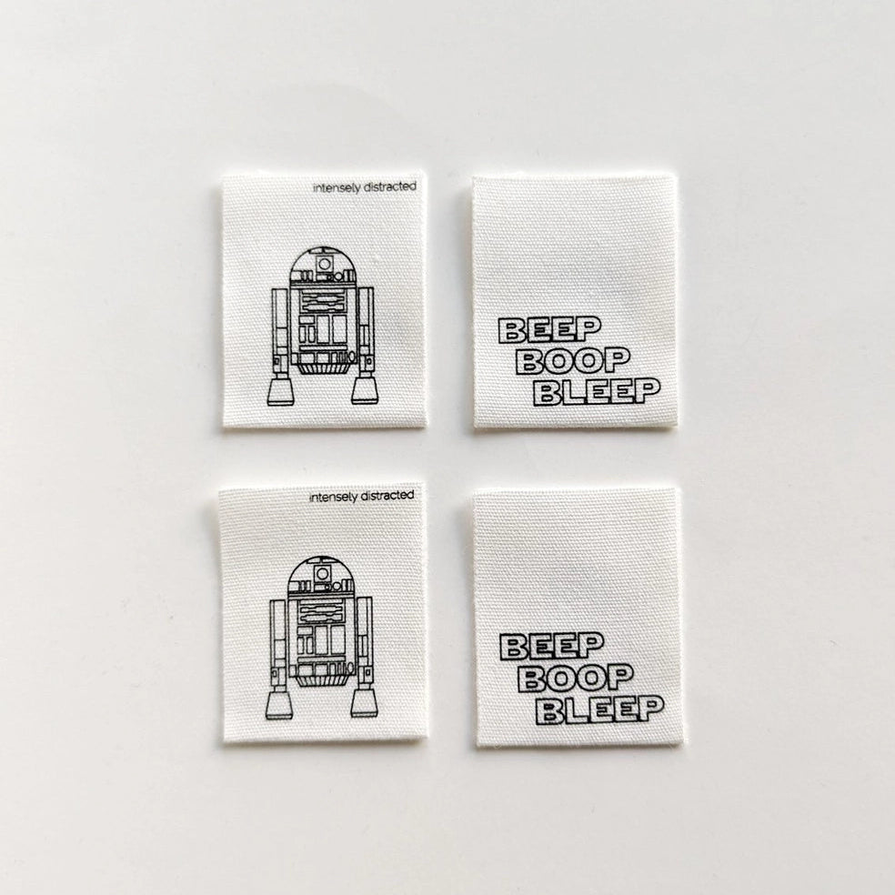 Woven Garment Labels 4-Pack - Beep Boop Bleep