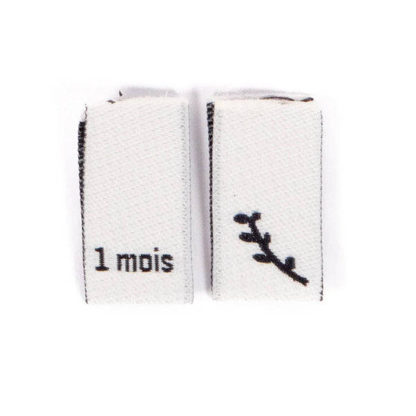 Woven Size Labels 7-Pack - 1 Month - Thread Count Fabrics