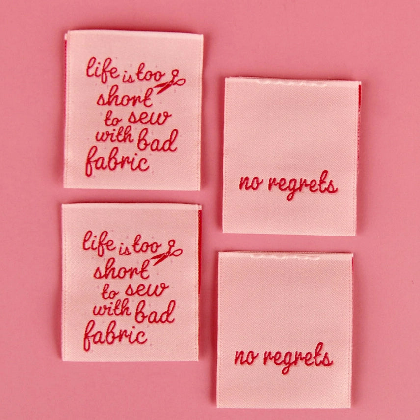 Woven Garment Labels 4-Pack - Life Is Too Short