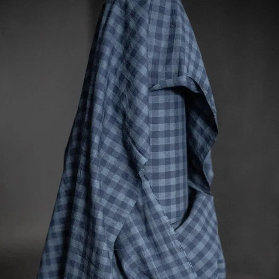 Cotton Linen - Uniform Blues Gingham