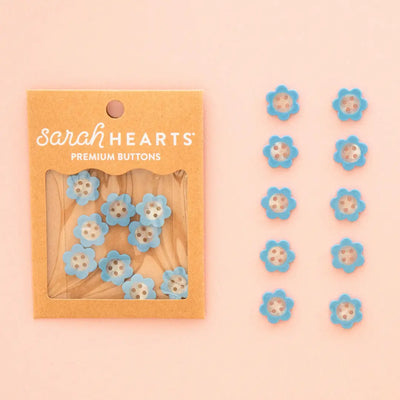 Small Blue Daisy Buttons 5/8"