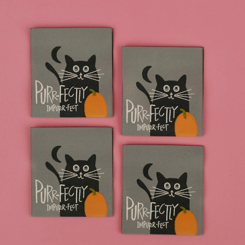 Woven Garment Labels 4-Pack - Purr-Fectly Impurr-Fect
