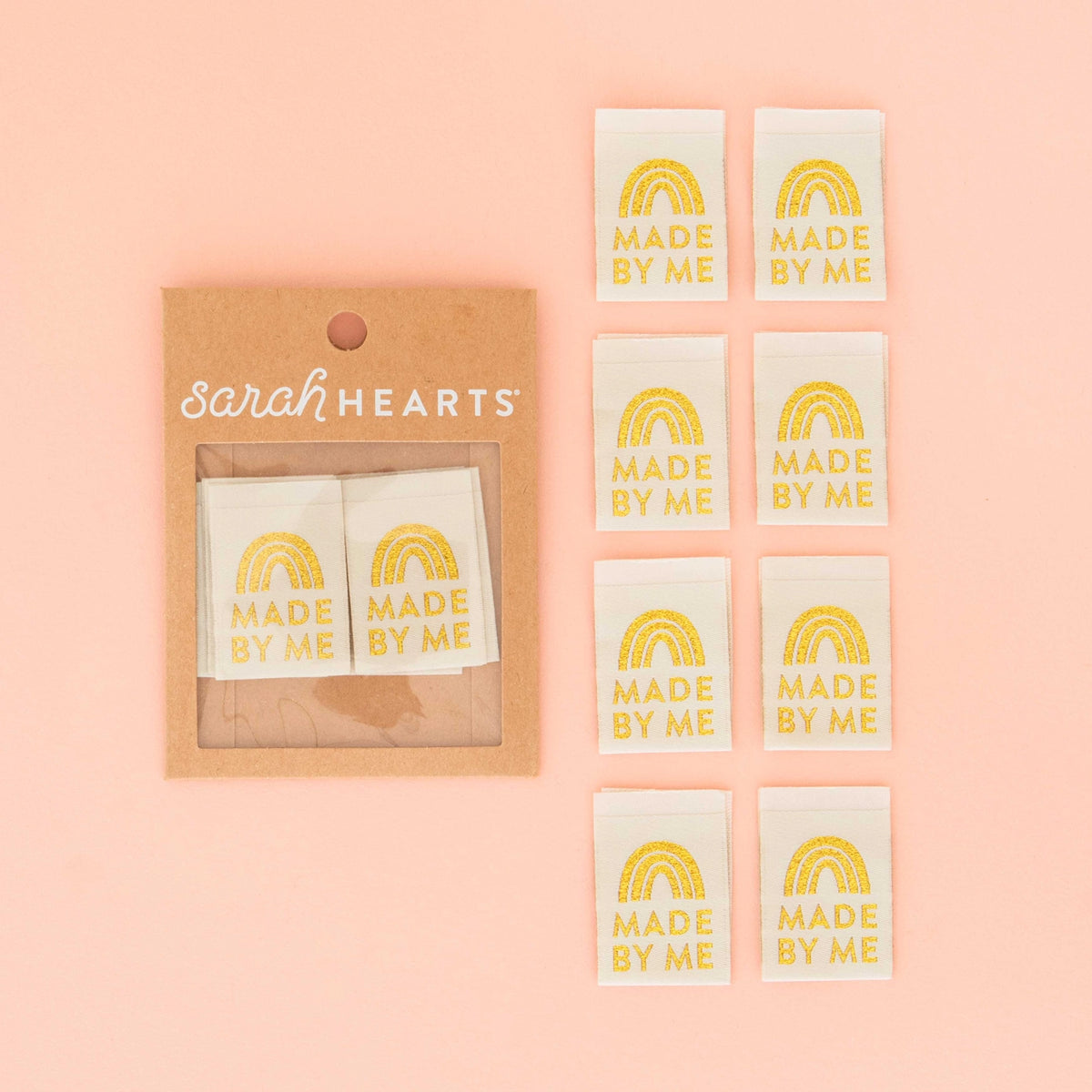 Woven Garment Labels 8-Pack - Made By Me (Metallic)
