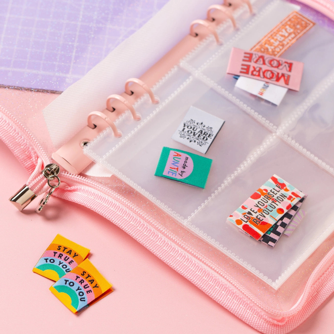 Label Stash Folder - Pink - Sewing Label Storage
