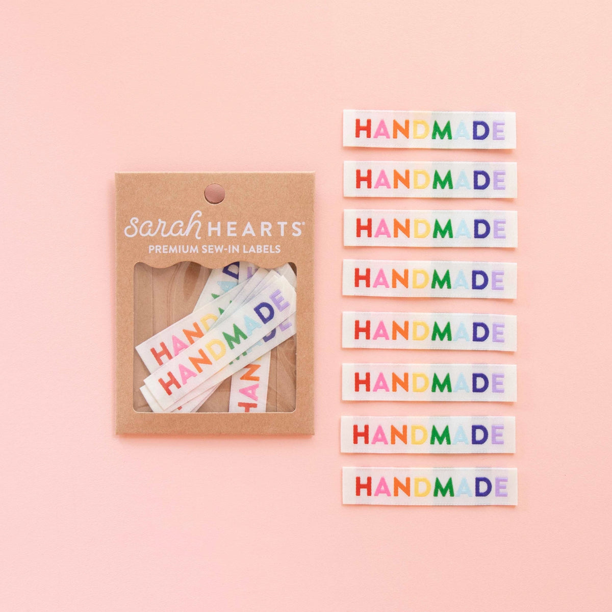 Woven Garment Labels 8-Pack - Handmade (Rainbow)