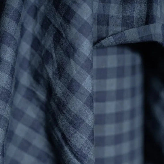 Cotton Linen - Uniform Blues Gingham