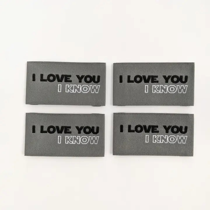 Woven Garment Labels 4-Pack - I Love You / I Know