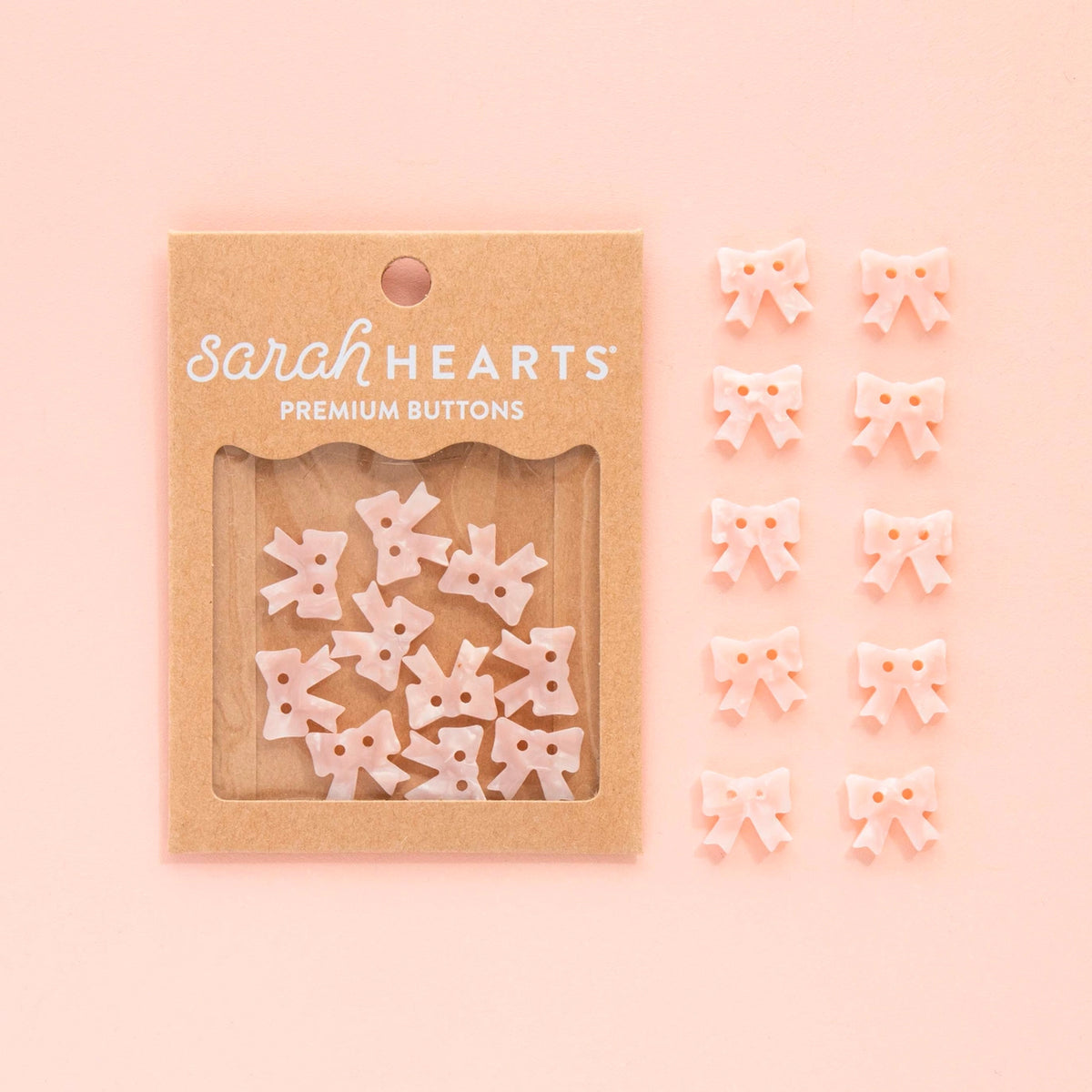 Small Pink Bow Buttons 5/8"