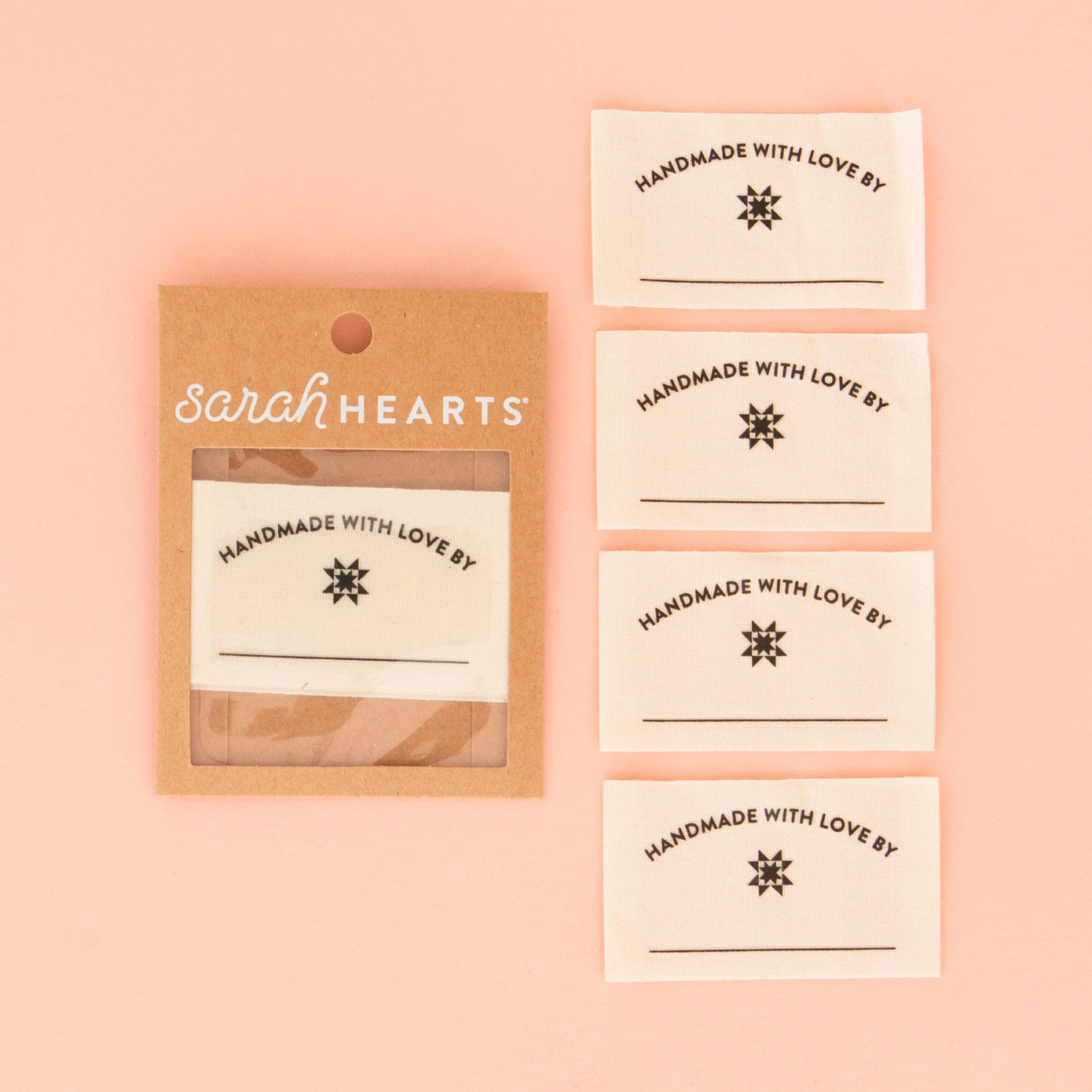 Woven Garment Labels 4-Pack - Handmade with Love Organic Cotton