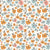 Cotton Poplin - Blue/Orange Flowers