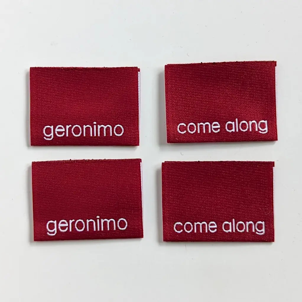 Woven Garment Labels 4-Pack - Geronimo, Come Along
