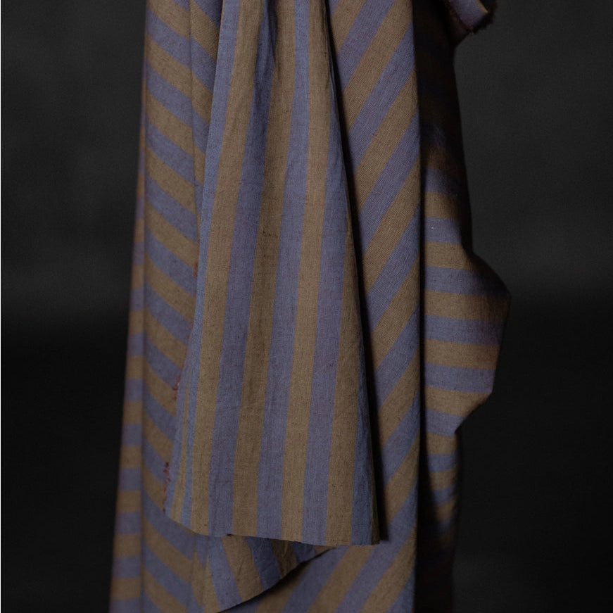 Cotton Linen - Leafy Plum Stripe