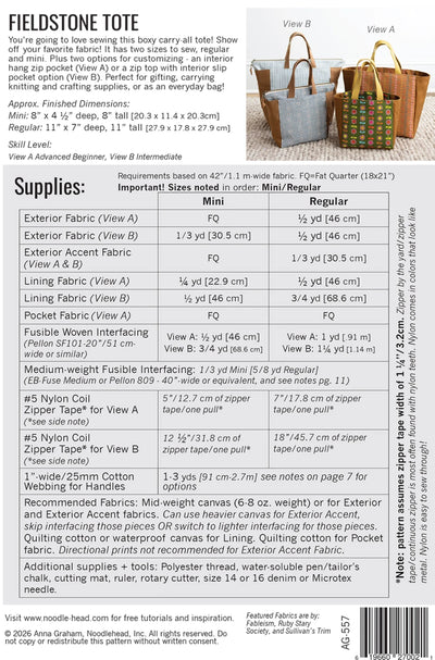 Fieldstone Tote Pattern