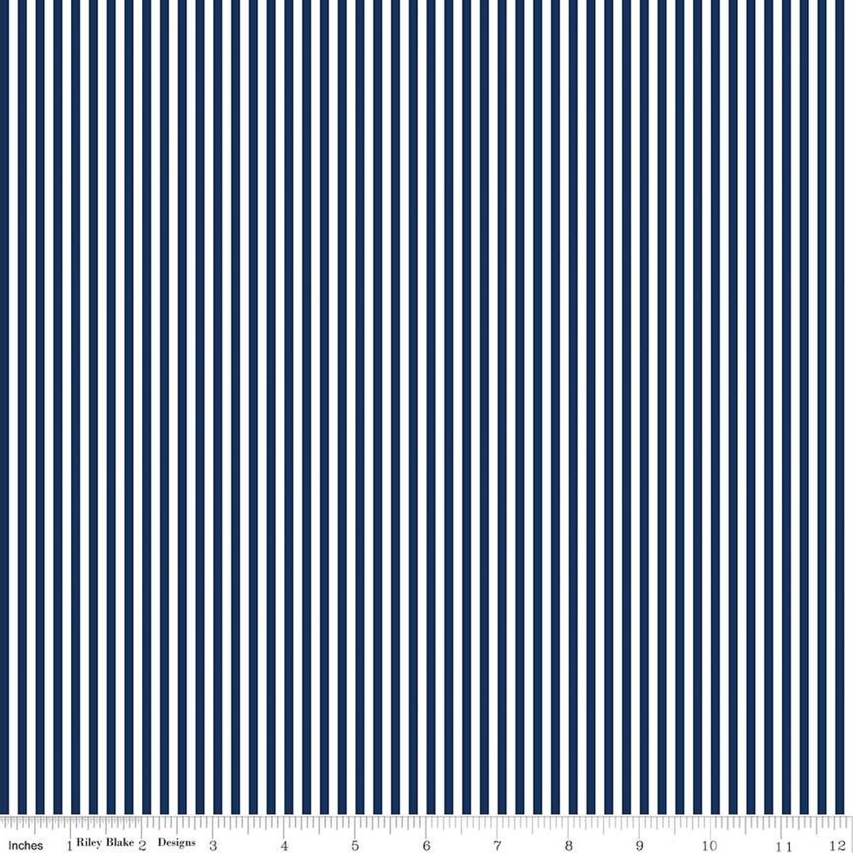 1/8" Stripe On White - Navy