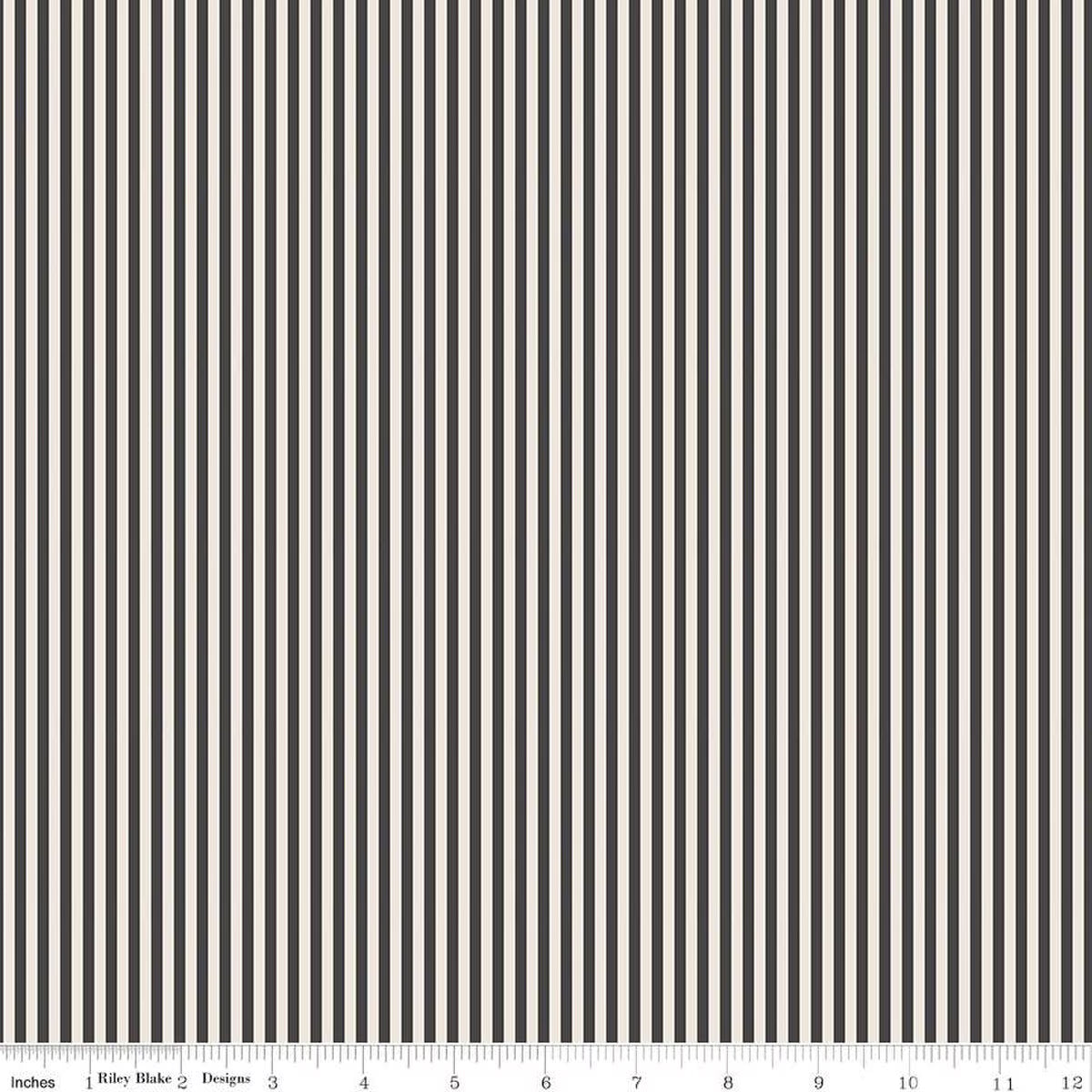 1/8" Stripe On Ivory - Charcoal