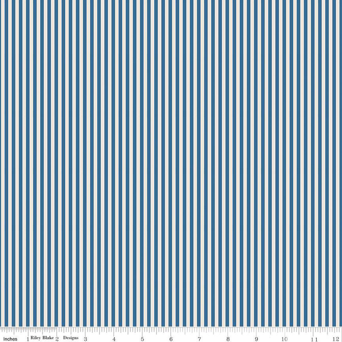 1/8" Stripe On Ivory - Coastal Blue
