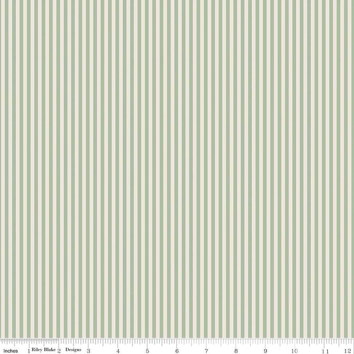 1/8" Stripe On Ivory - Sage