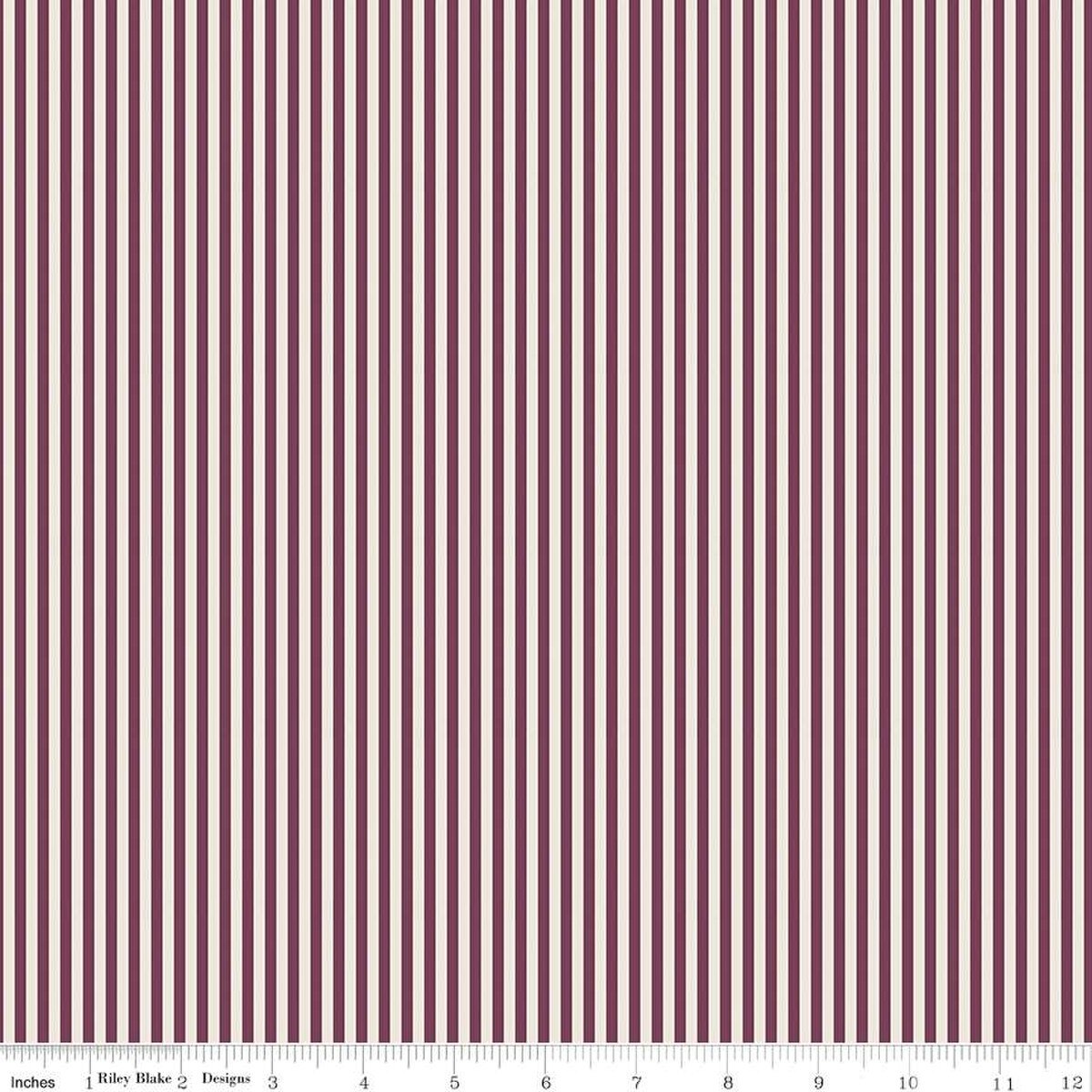 1/8" Stripe On Ivory - Sangria