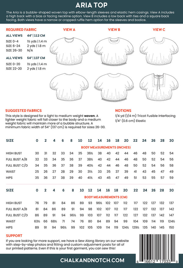 Aria Top Pattern - Thread Count Fabrics