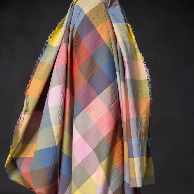 Cotton Check - Bilberry Watercolour