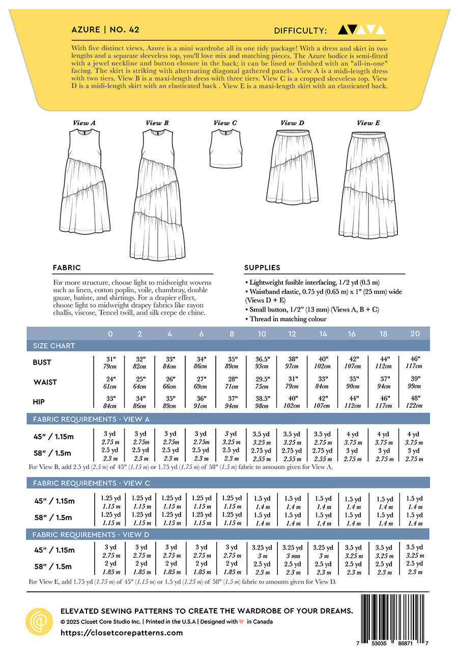 Azure Dress, Top and Skirt Pattern