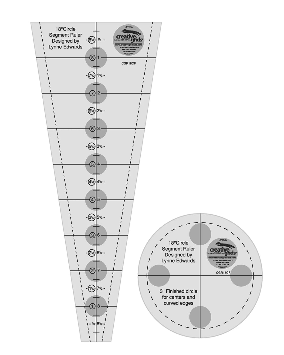 Creative Grid Ruler - 18 Degree Dresden Plate