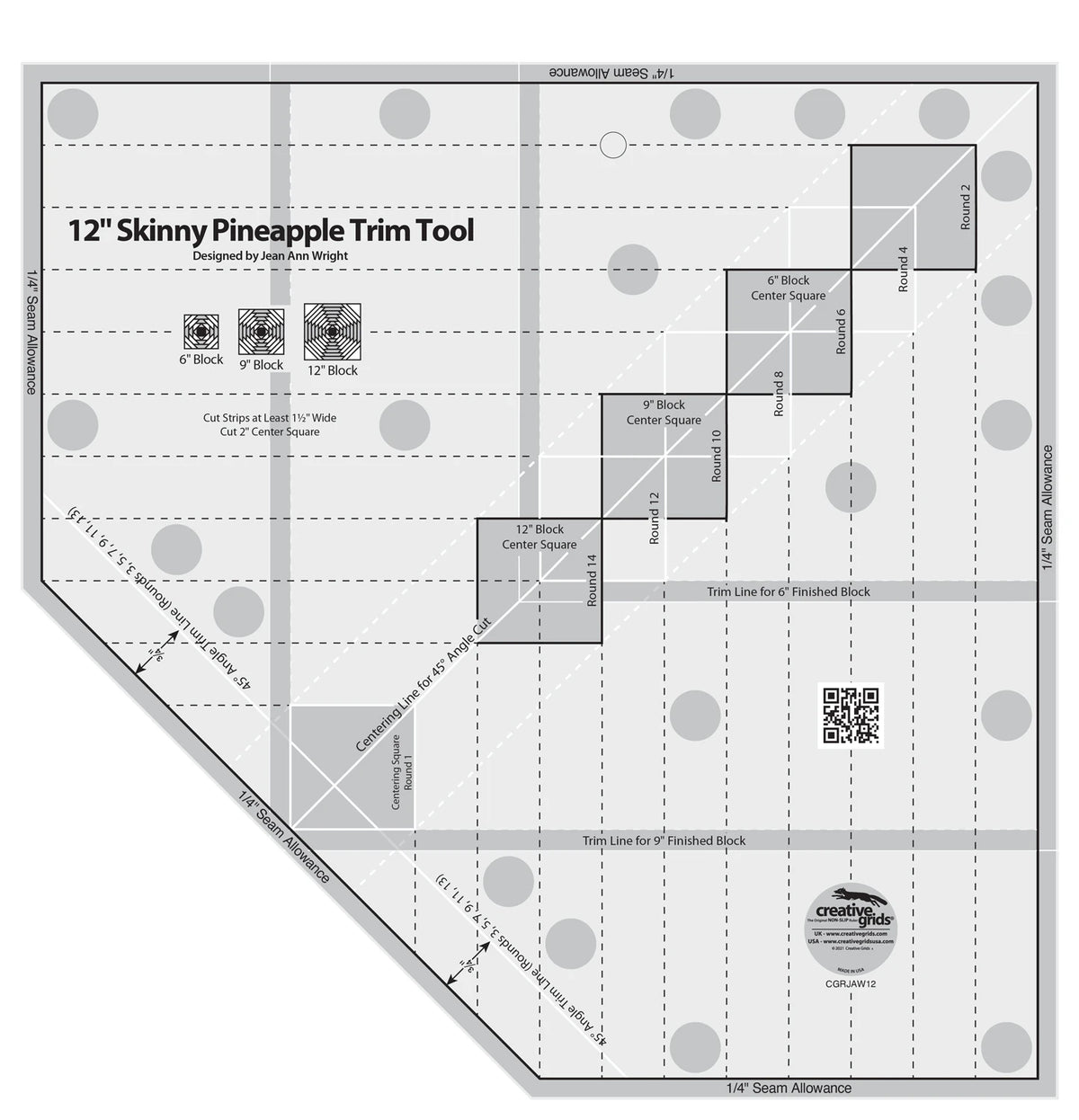 Creative Grid Ruler - 12" Skinny Pineapple Trim Tool
