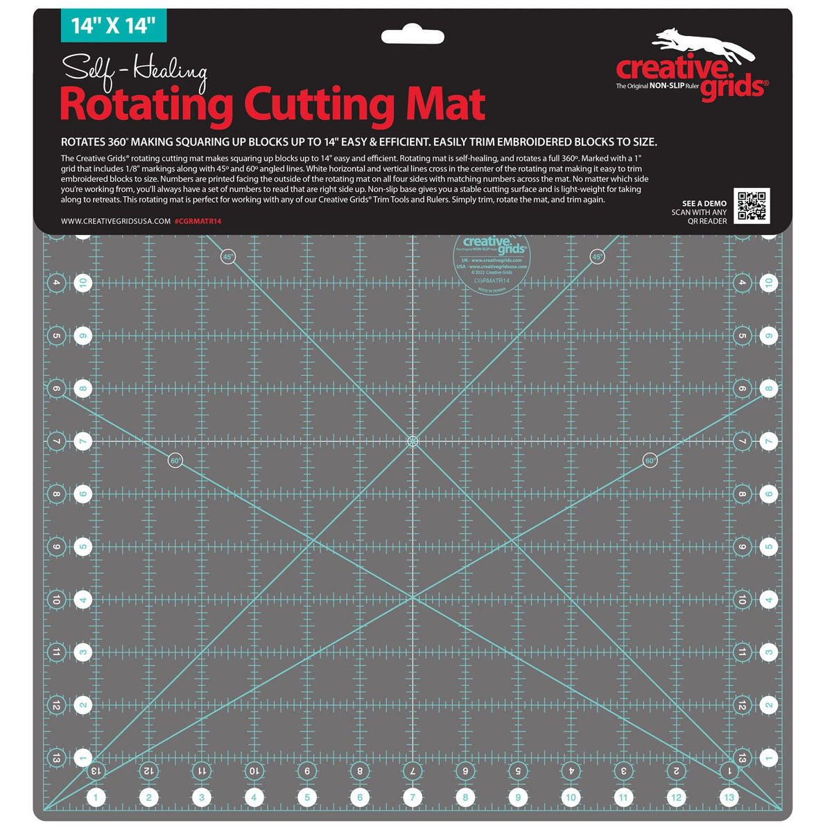 Creative Grids Self-Healing Rotary Cutting Mat - Rotating 14in x 14in