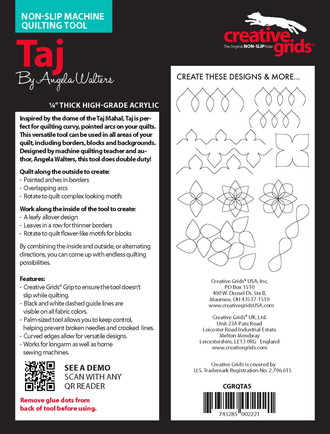 Creative Grid - Machine Quilting Tool Taj