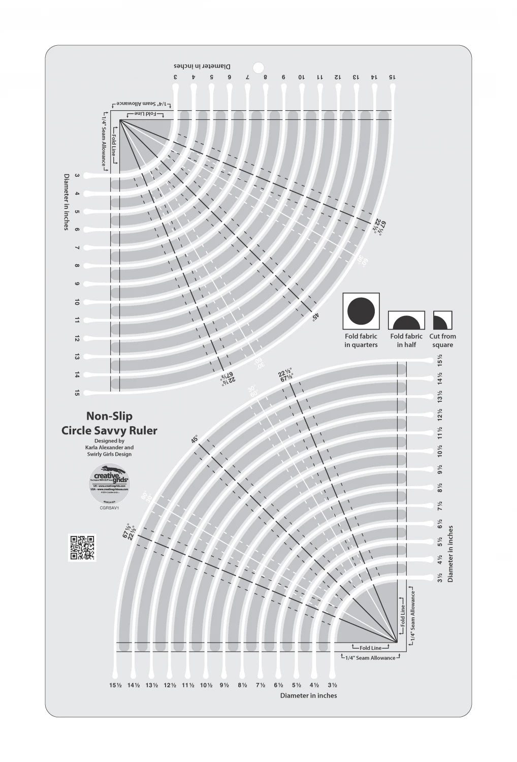 Creative Grid - Circle Savvy 11-3/4in x 18-1/2in Quilt Ruler