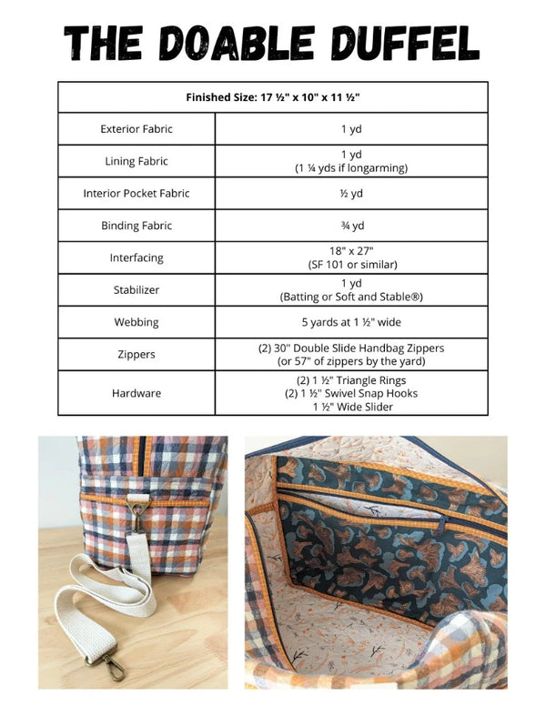 Doable Duffle Bag Pattern Thread Count Fabrics