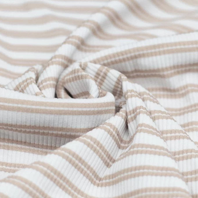Double Stripe Light Beige | Ribbed Knit