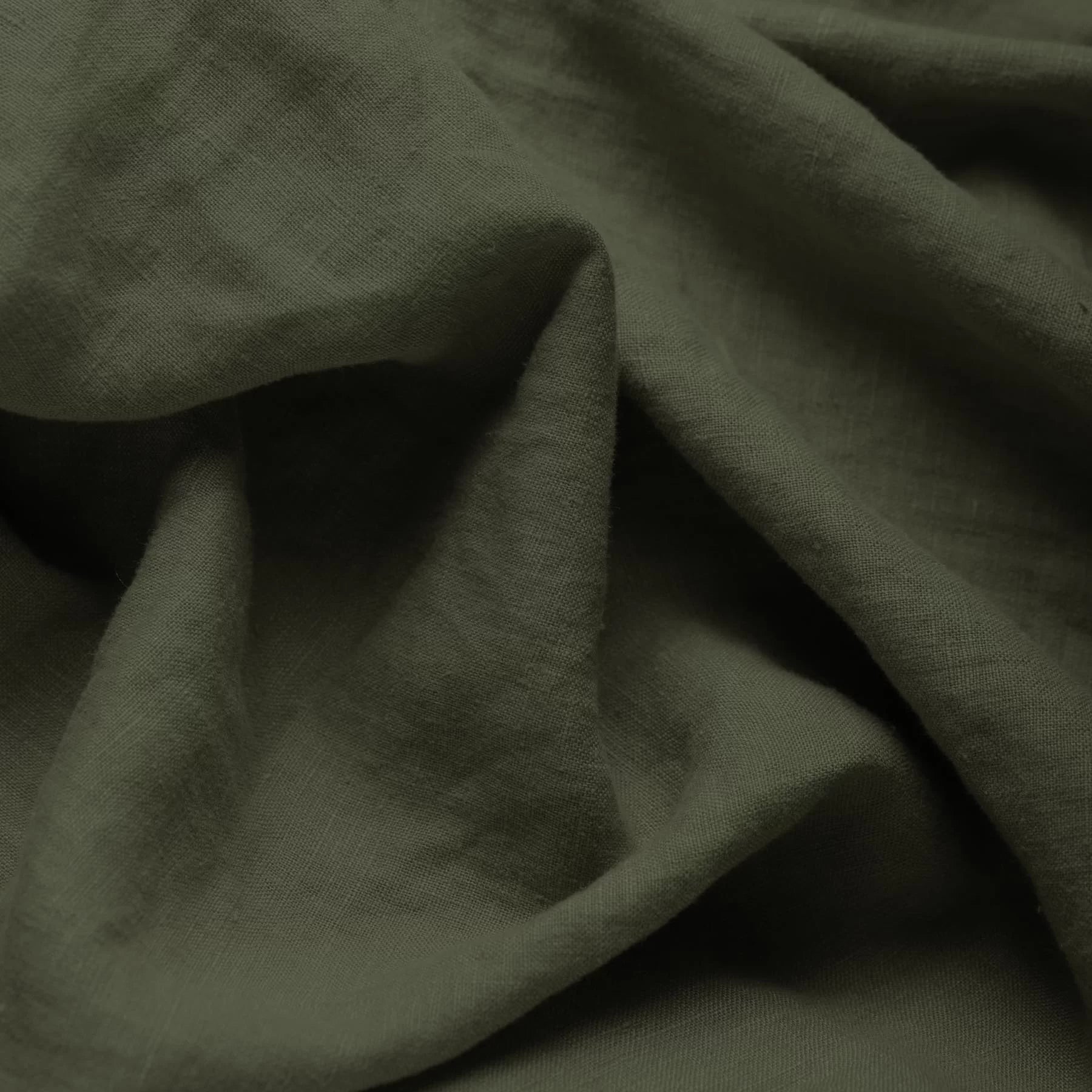 Stone Washed Linen - Army Green