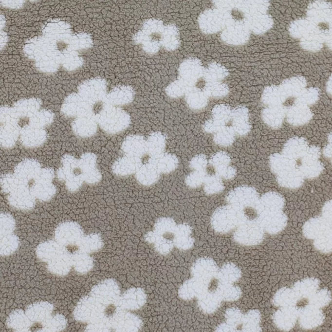 Flower Teddy Sherpa Fleece - Dark Beige