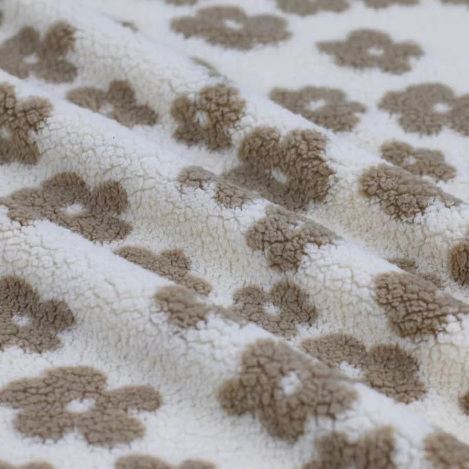 Flower Teddy Sherpa Fleece - White