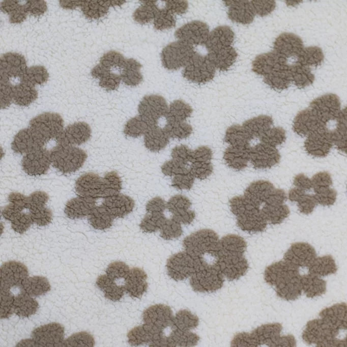 Flower Teddy Sherpa Fleece - White