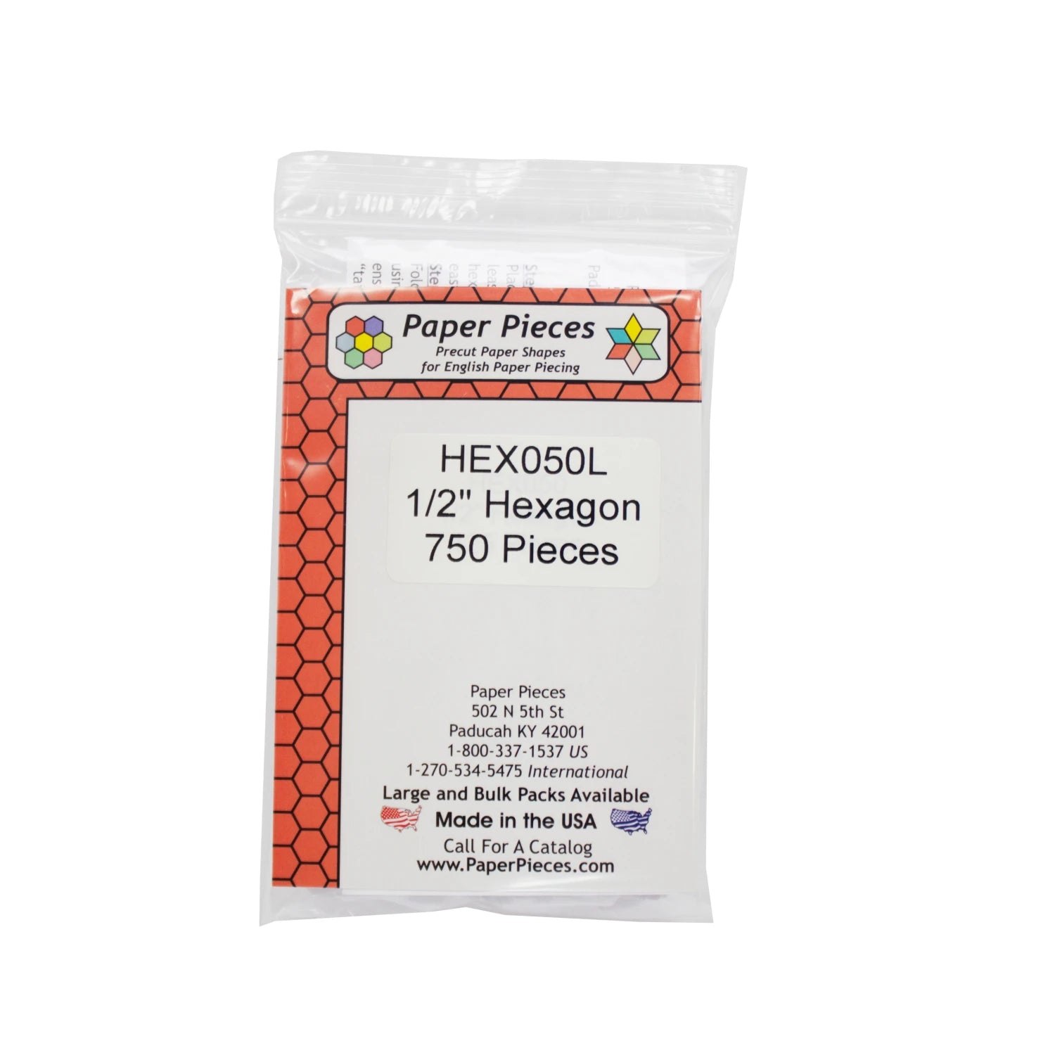 Paper Piece Hexagon Pack 0.5" 750 pc